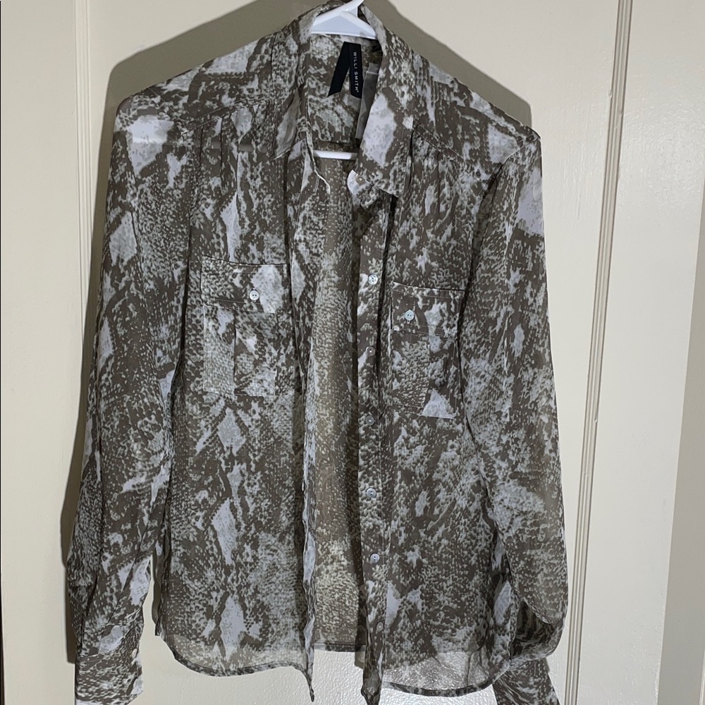 Willi Smith Men's Gray and Brown Snake Print Shirt Jacket
